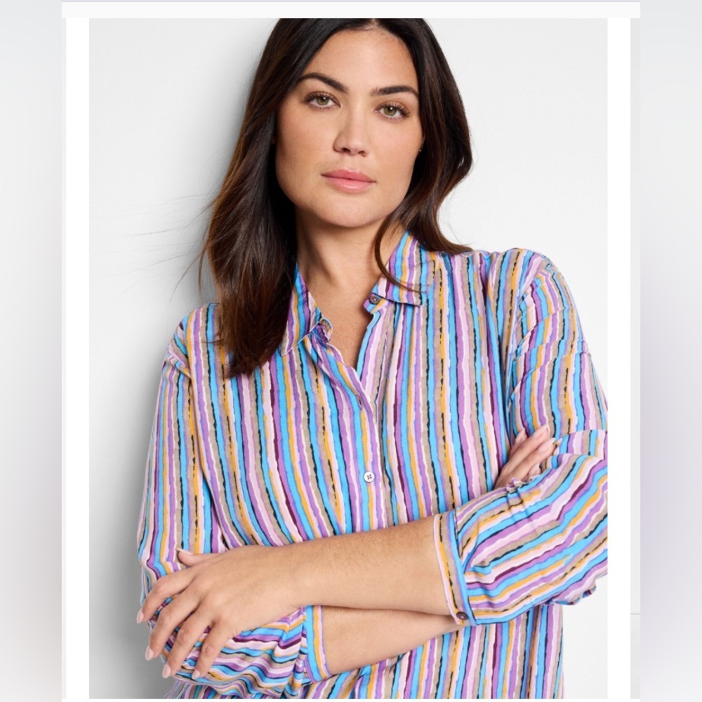 Nic+Zoe Solatice Striped Shirt, 1X, NWT